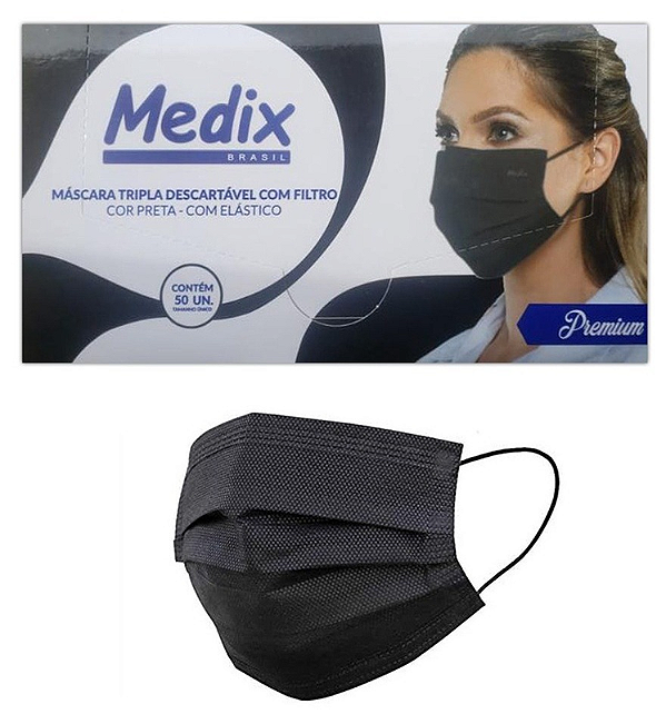 MASCARA MEDIX C/ 50UND - CORES:PRETO
