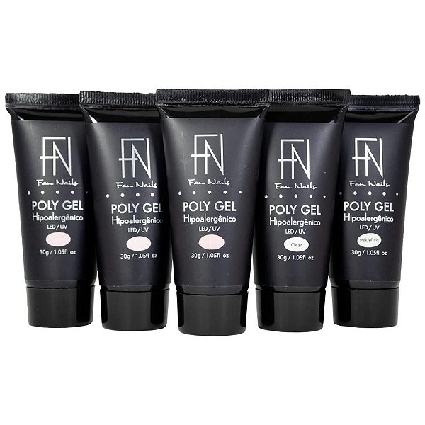POLYGEL FAN NAILS 30G - CORES:CLEAR