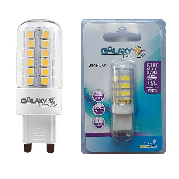 Lâmpada LED G9 5W 6000K branco frio bivolt.