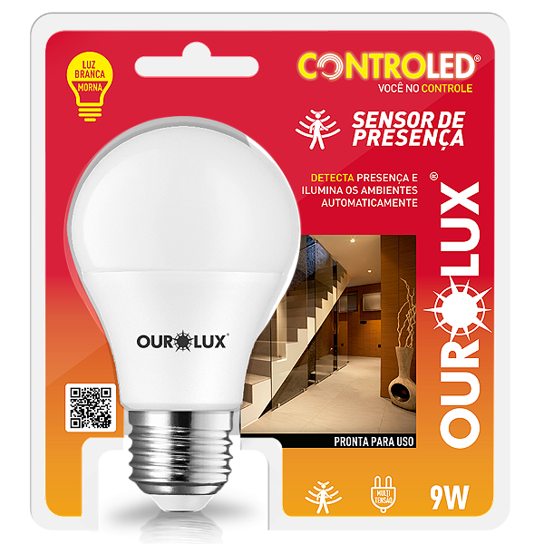 Lâmpada Inteligente Controled 9W c/ Sensor de Presença 2.700K bivolt.