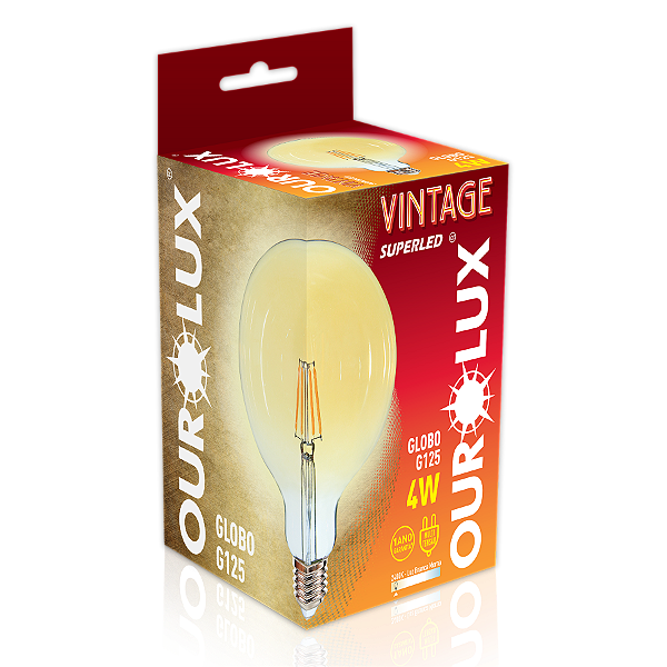 Filamento Superled Globo G125 4W bivolt 2400K.