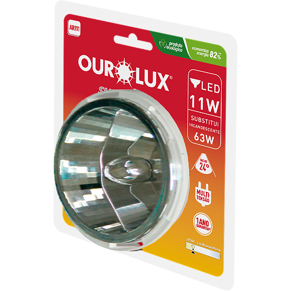 Lâmpada Superled AR111 11W bivolt GU10 2700K 24°.