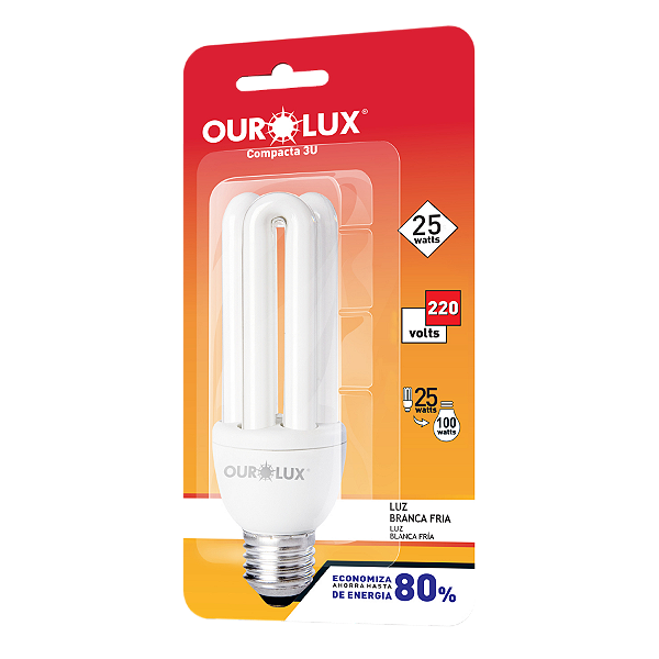 Lâmpada Fluorescente 3U 25W 220V 6400K.