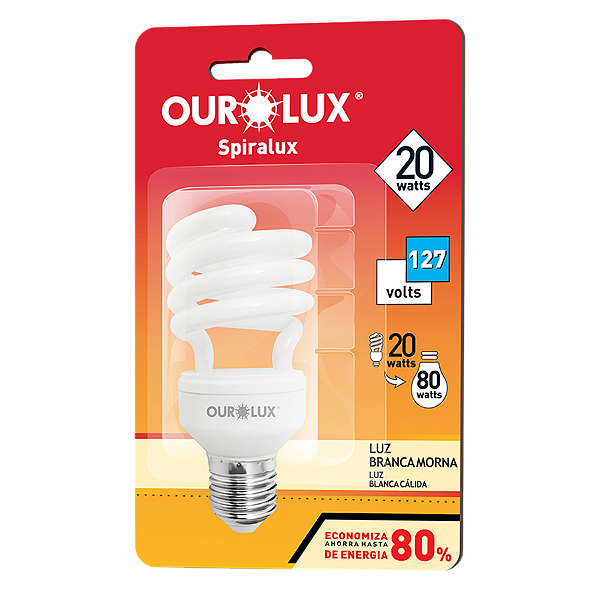 Lâmpada Fluorescente Spiralux 20W 127V 2700K.