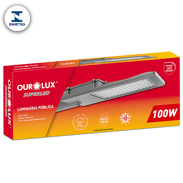 Luminária Pública LED 100W IP66 bivolt 6000K com INMETRO.