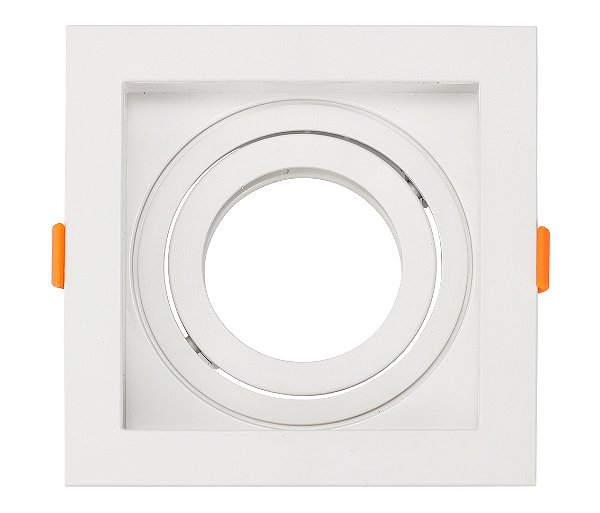 Spot de embutir recuado quadrado PAR20 13X13X4,35cm policarbonato branco.