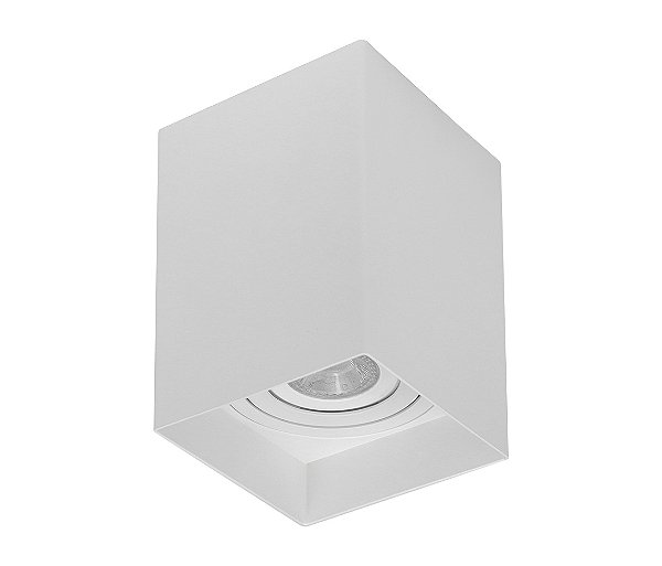 Spot de sobrepor quadrado facho direcionável PAR20 15X11X11cm policarbonato branco.