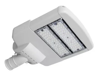 Luminária Pública LED modular 100W Branco Quente 3000k cinza IP65.