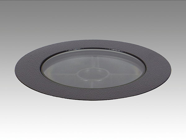 Embutido de solo chão LED flat in redondo com antiofuscante 30º 2700K 35W bivolt Ø19,2X11,3 com alumínio preto IP67.