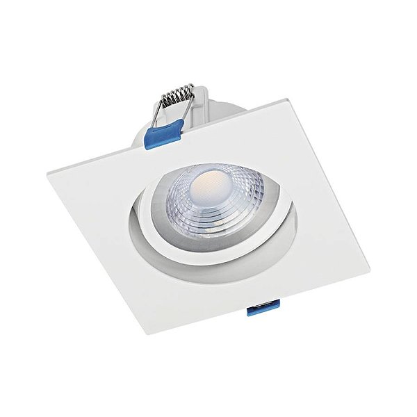 Plafon de embutir LED easy recuado quadrado 30º 3000K 7W bivolt 11,7X11,7X6,5cm ABS branco.