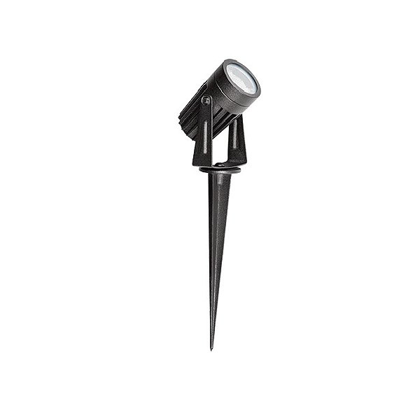 Espeto de jardim LED focco externo IP67 3000K 3W bivolt 23XØ4cm alumínio preto.