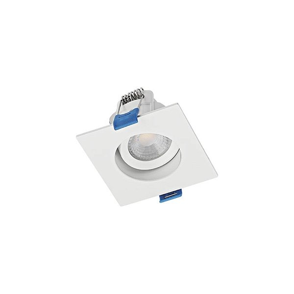 Plafon de embutir LED Easy recuado quadrado 38° 3000K 3w bivolt 7,5X7,5X5,4cm ABS branco.