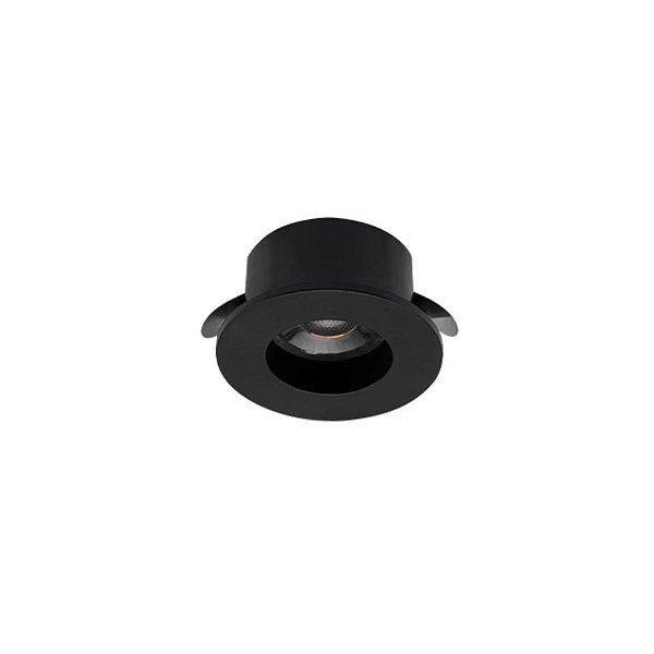 Plafon de embutir LED Móbili redondo dimerizável para movelaria IRC90 2700K 2W 12V 25º Ø3,7X1,9CM policarbonato e ABS preto.