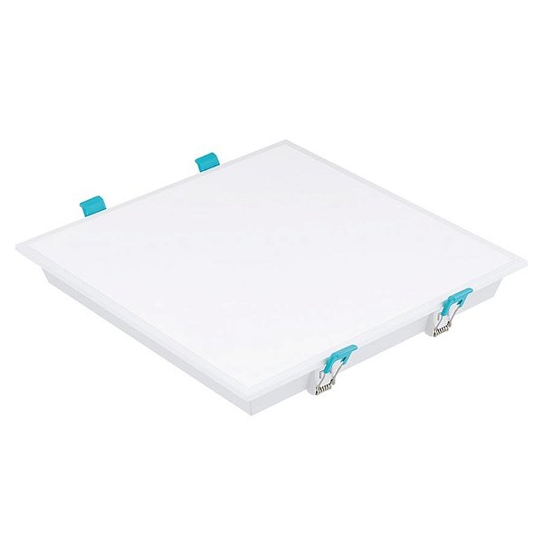 Plafon LED de embutir edge quadrado 3000K 20W bivolt 26x26x5,2cm policarbonato branco.