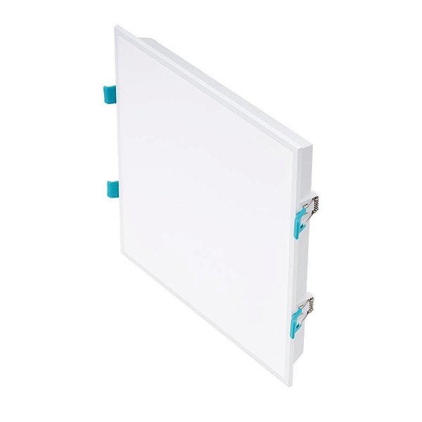 Plafon LED de embutir edge quadrado 5000K 20W bivolt 26x26x5,2cm policarbonato branco.