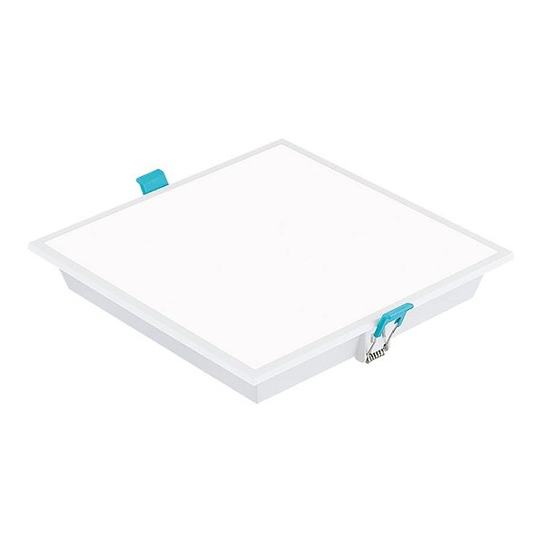 Plafon de embutir LED Edge quadrado 3000K 14W 110º bivolt 20x20x5,2cm policarbonato branco.