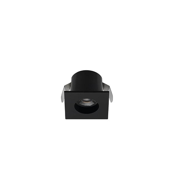 Plafon de embutir LED Móbili quadrado para movelaria MDF 25° 3000K 1,5W bivolt 3,7X3,7X2,9cm policarbonato e ABS preto.