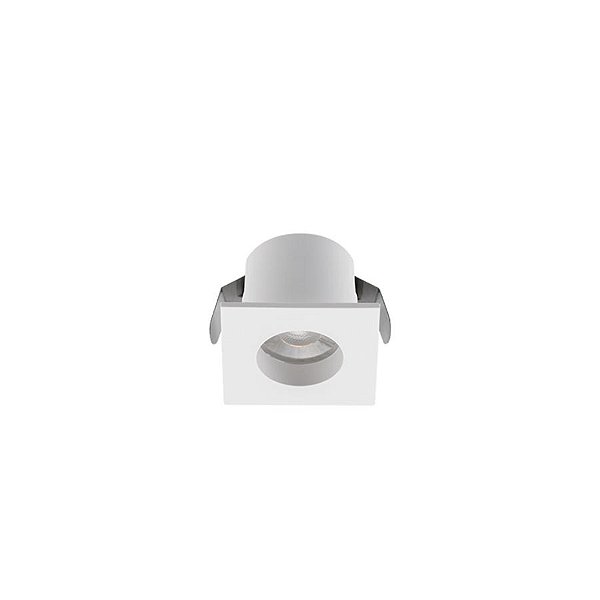 Plafon de embutir LED Móbili quadrado para movelaria MDF 25° 3000K 1,5W bivolt 3,7X3,7X2,9cm policarbonato e ABS branco.