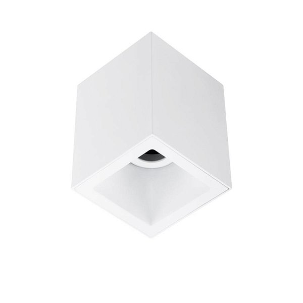 Plafon de sobrepor Square Out recuado quadrado facho direcionável mini dicróica 8x8x10cm alumínio branco.