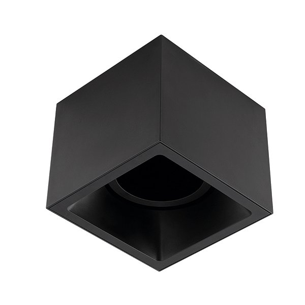 Plafon de sobrepor Square Out recuado quadrado facho direcionável AR70 12x12x13,1cm alumínio preto.