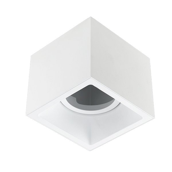 Plafon de sobrepor Square Out recuado quadrado facho direcionável AR111 16,4x16,4x14,1cm alumínio branco.
