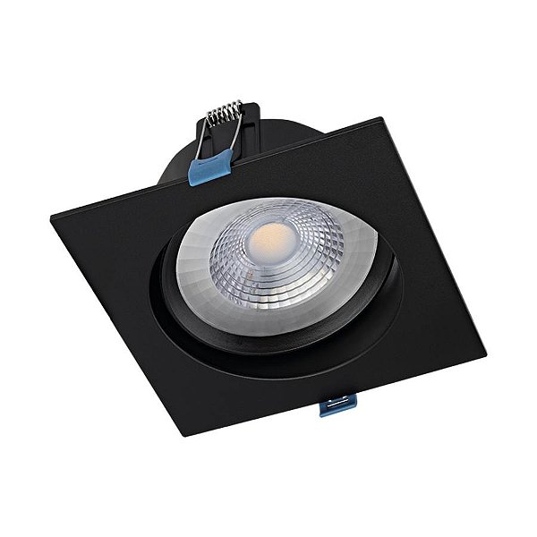 Plafon de embutir LED Easy recuado quadrado 30° 3000K 12W bivolt 14X14X7cm ABS preto.