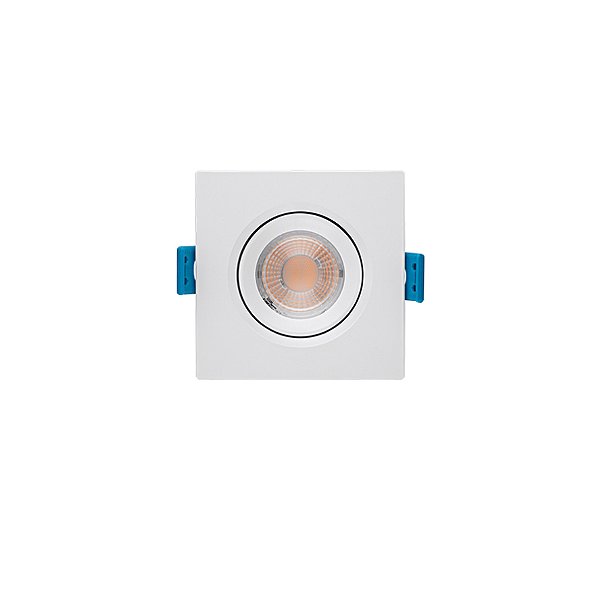 Plafon de embutir LED Easy Face plana quadrado 38° 3000K 3W bivolt 7,5x7,5x4,5cm ABS branco.