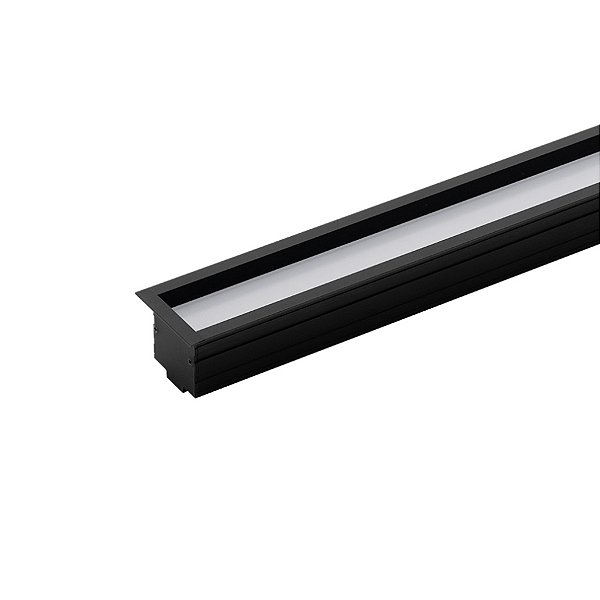 Perfil de embutir LED Archi recuado linear 2 metros IRC 93 2700K 56W 24V alumínio preto.