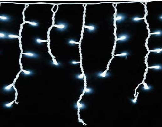 Cascata De Natal 100 LEDS Luz Branco Frio 8 Funções tomada macho / fêmea 3,00m 220V.