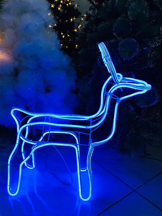 Armação De Rena Neon macho Azul com movimento 127V IP44 uso externo.