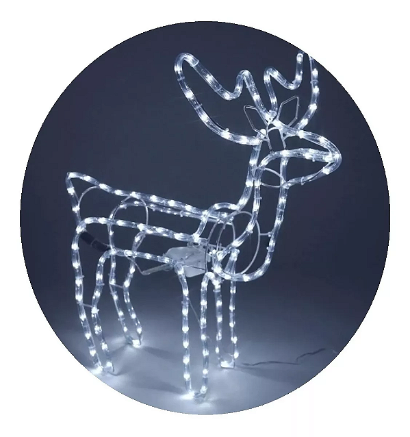 Armação Rena macho grande LED Branco frio com movimento 127V IP44 uso externo.