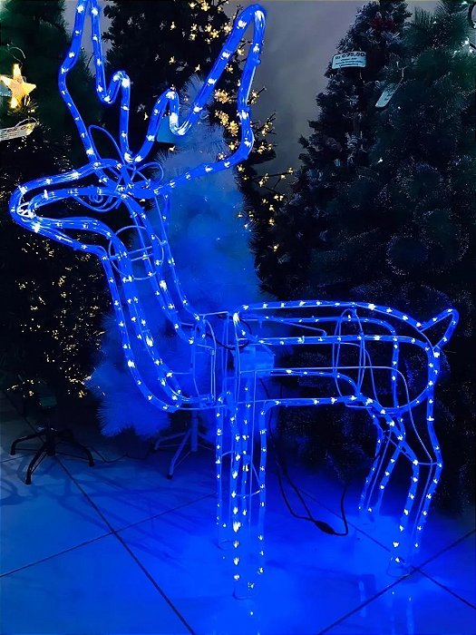 Armação Rena macho grande LED Azul com movimento 127V IP44 uso externo.
