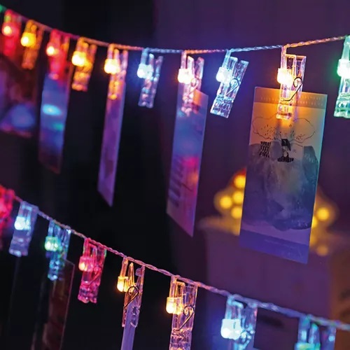Cordão Led Pregador 20 LEDS Varal 8 funções Para Fotos Colorido bivolt.