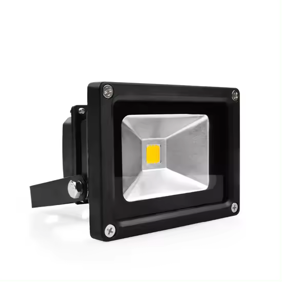 Refletor Holofote LED COB preto 10W 3000K IP66 bivolt.