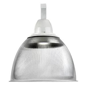 Luminária prismática 16 polegadas canopla branca e gancho para perfilado E-27.