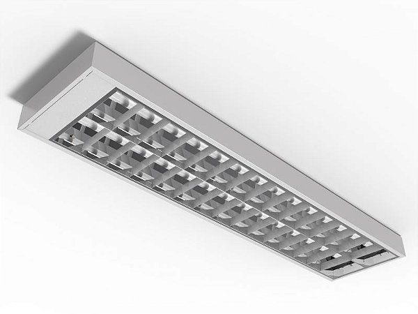 Luminária sobrepor alto rendimento aletas planas brancas para 2 lâmpadas 18/20W 120cm.