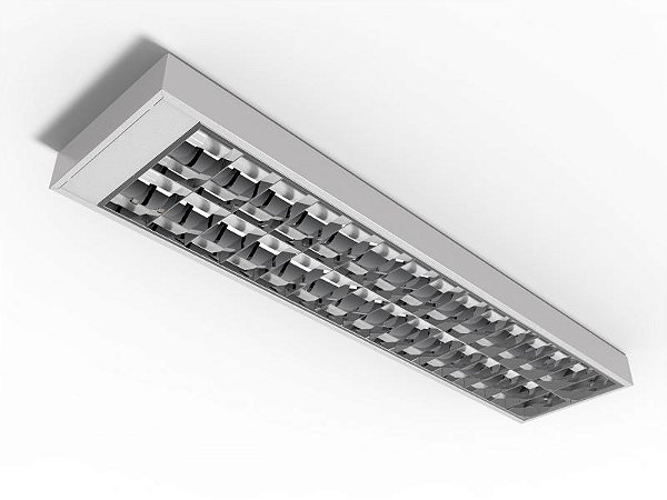 Luminária sobrepor alto rendimento aletas parabólicas duplas para 2 lâmpadas 18/20W 120cm.