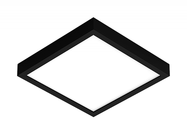 Luminária de sobrepor preta fechada com difusor leitoso para 4 lâmpadas 9/10W 60cm.