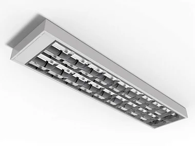 Luminária de sobrepor de alto rendimento com aletas parabólicas duplas para 2 lâmpadas 18/20W 120cm.