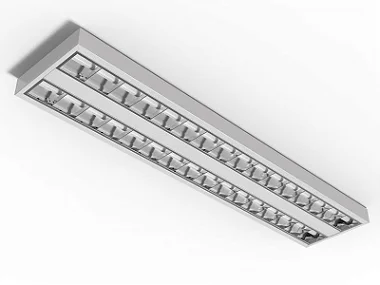 Luminária de sobrepor de alto rendimento com aletas parabólicas duplas para 2 lâmpadas 9/10W 60cm.