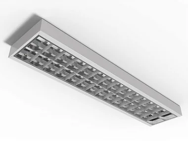 Luminária de sobrepor de alto rendimento com aletas planas brancas para 2 lâmpadas 9/10W 60cm.