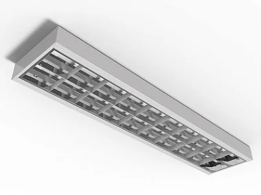 Luminária de sobrepor de alto rendimento com aletas planas brancas para 2 lâmpadas 18/20W 120cm.