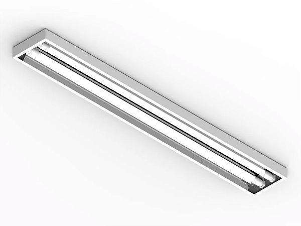 Luminária de sobrepor alto rendimento sem tampa soquete para 2 lâmpadas 9/10W 60cm.