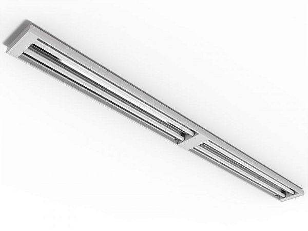 Luminária de sobrepor contínua alto rendimento para 1+1 lâmpadas 18/20W 248cm.