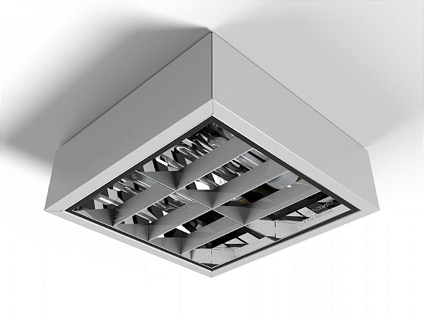 Luminária decorativa de sobrepor 28.8cm X 44cm com aletas planas brancas para 4 lâmpadas E27.