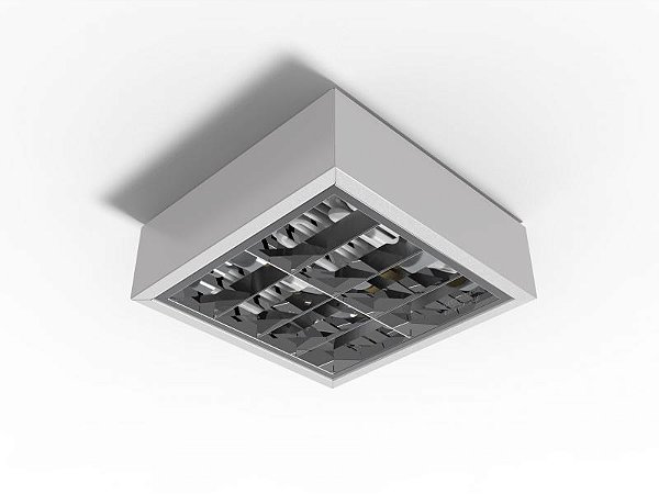 Luminária de sobrepor 16cm X 28.8cm alto rendimento com aletas parabólicas duplas para 1 lâmpada E27.