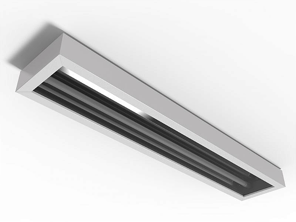 Luminária de sobrepor fechada com difusor transparente para 2 lâmpadas 9/10W 60cm.