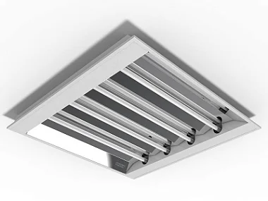 Luminária de embutir alto rendimento para 4 lâmpadas T5 28/54W 120cm.
