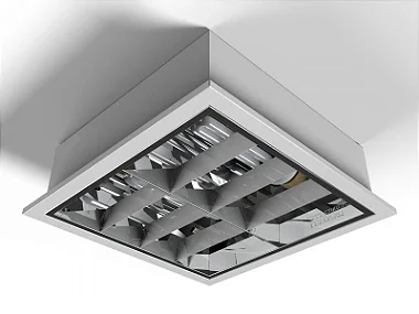 Luminária decorativa de embutir 28.8cm X 44cm com aletas planas brancas para 4 lâmpadas E27.
