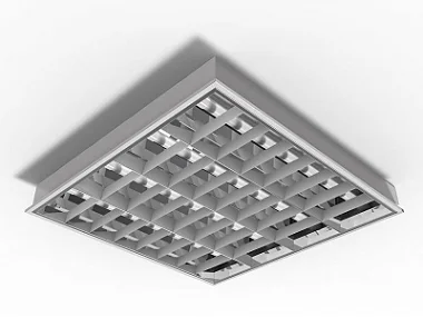 Luminária de embutir alto rendimento com aletas planas brancas para 4 lâmpadas 18/20W 120cm.